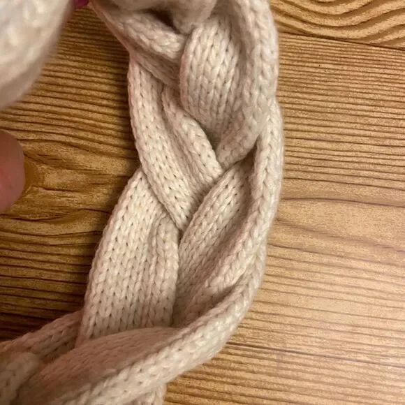 White Weaved braided Headband ear Warmer - Picture 4 of 6